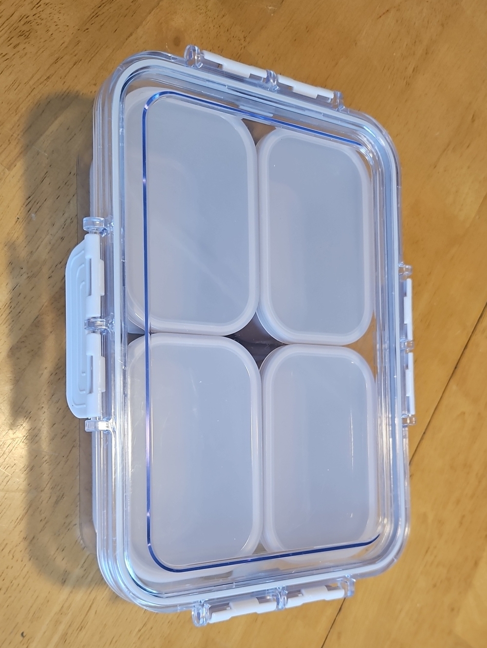 Clear White Airtight Food Storage Container - 4 Compartment